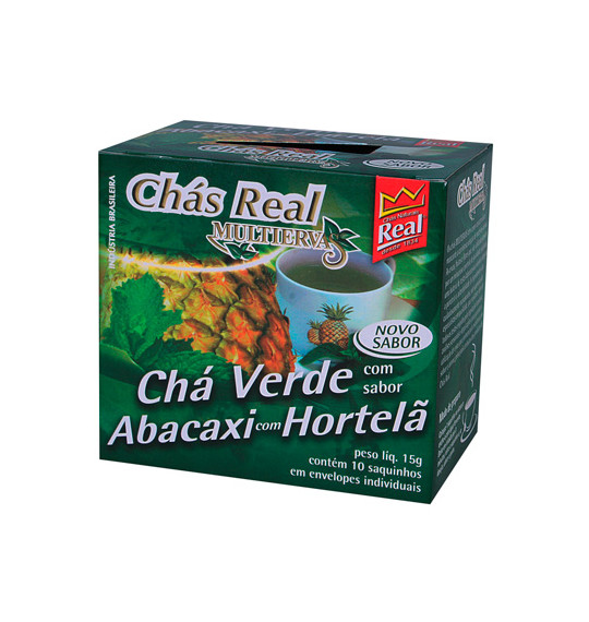 Chá Real Multiervas Chá Verde Sabor Abacaxi Com Hortelã c/10