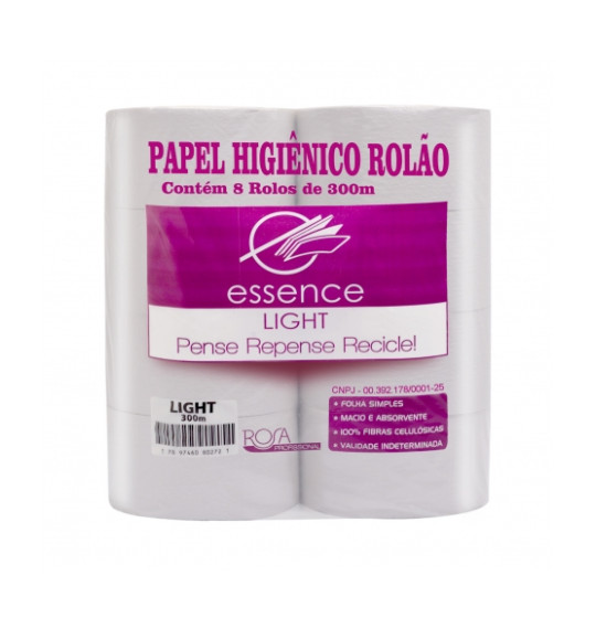 Papel Higienico Rolao 300M c/8 Essence Light Rosa Papeis